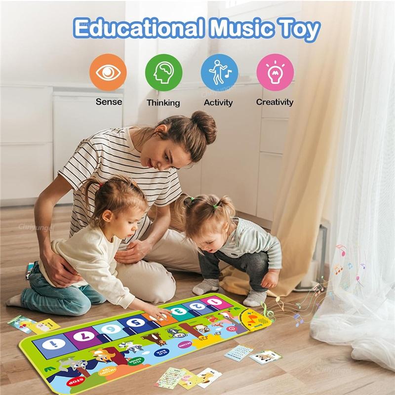 Piano Mat for Kids Kids Toddlers Floor Keyboard Dance Mat Baby Fitness Play Animal Music Blanket Instrument Toys Girl Boy Gift