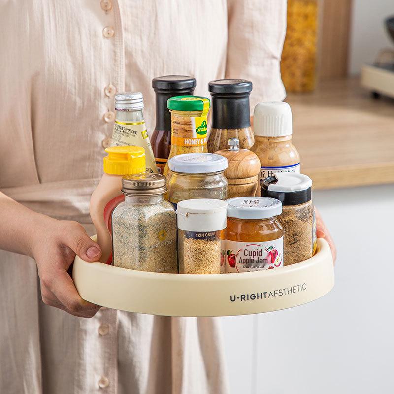Multifunktionales drehbares Küchenregal: Aufbewahrung auf der Arbeitsplatte für Sojasauce und Gewürze