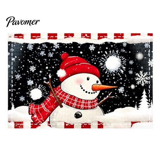 Winter Theme Table Settings Christmas Snowman Placemat, Festive Dining 11.8" x 17.7" Washable Placemats Fabric Place Mat, Heat Insulation Mat