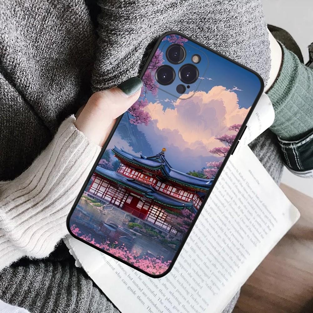 Japanese Landscape Phone Case For IPhone 16 15 8 7 6 6S Plus X SE XR XS 14 11 12 13 Mini Pro Max Mobile Case