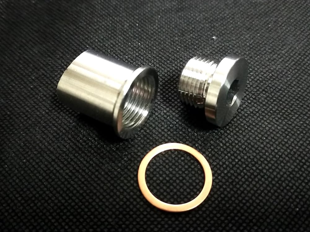 O2 Sensor Adapter Long Type & Cap Stainless Steel M18