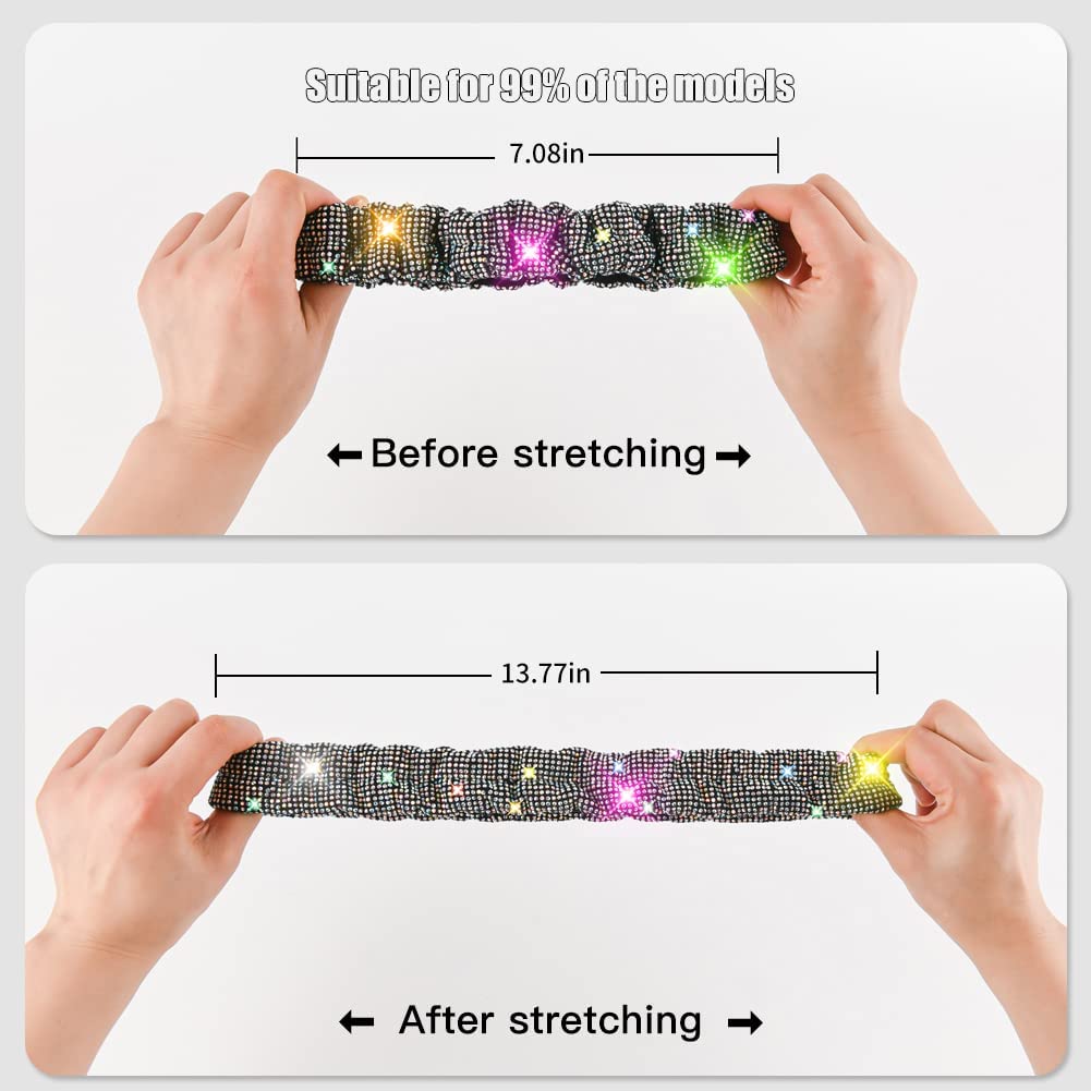 Bling Diamond Bow Car Mirror Cover Universal Stretch Crystal Auto Interior Rearview Mirror Case Decor Accessories For Women