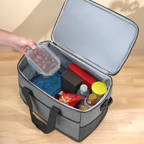 Picknickväska Isolerad Matsäck med Högdensitetsisolering Stor Kapacitet Dubbla Fack Avtagbar Axelrem Vattentät