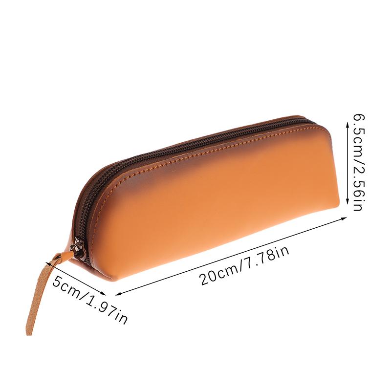 Bleistiftbeutel aus Vintage-Leder, einfaches Schreibwaren-Halter, Stiftetui, Aufbewahrungstasche, Reißverschluss, Bleistiftbeutel, Brillenbox, Schulbedarf