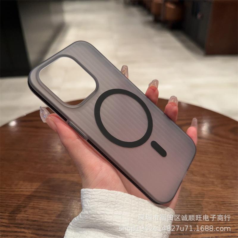Corrugated stripes are suitable for iphone17 mobile phone case Apple 15promax matte magnetic anti-drop and anti-skid protective cover.