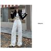 Pantaloni di Jeans Casual da Donna Bianchi a Vita Alta Larghi Gamba Dritta
