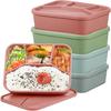 Lebensmittelechte, umweltfreundliche, auslaufsichere Silikon-Lunchbox, geeignet für Kinder und Erwachsene, 4 Fächer, 3 Farben zur Auswahl