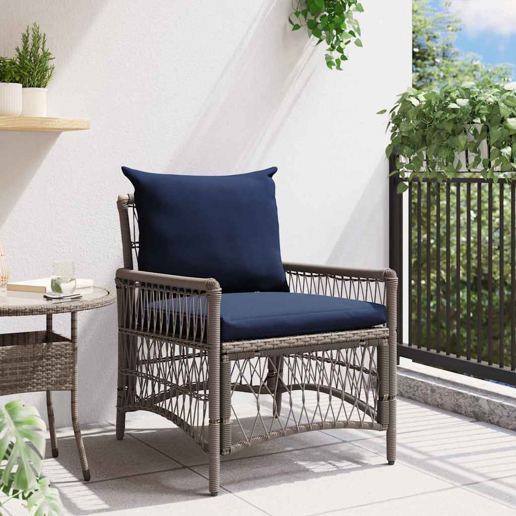 Garden Chair with Cushion Gray 73 x 61 x 77 cm Poly Rattan