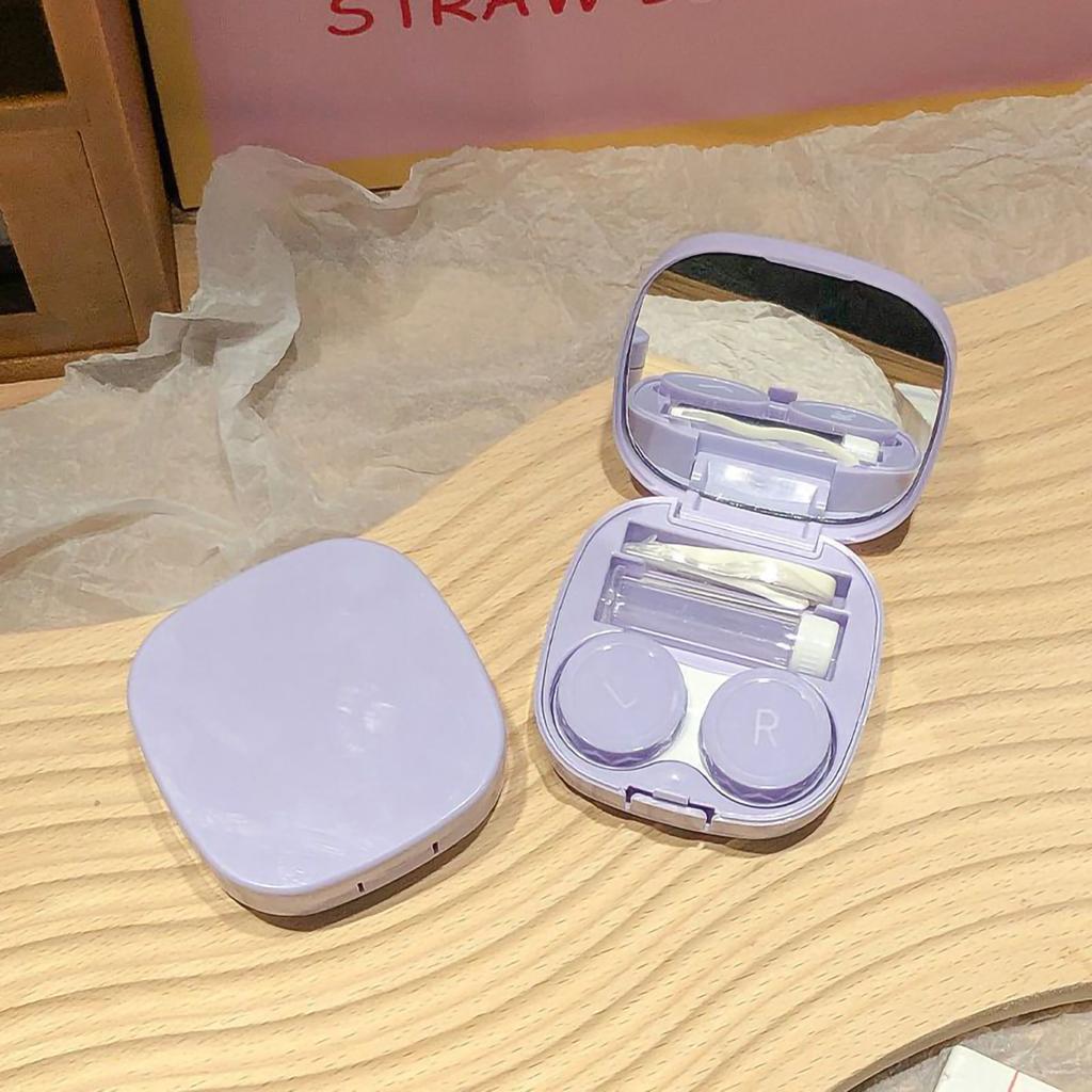 Simple macaroon contact lens box Cosmetic Contact Lenses box portable compact high value storage box, practical and simple