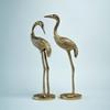 Brass Finish Crane Love Birds Pair| Saras Swan Showpiece Set for Home Decor| Metal Statue Figurines| Decorative Tabletop Decoration Item