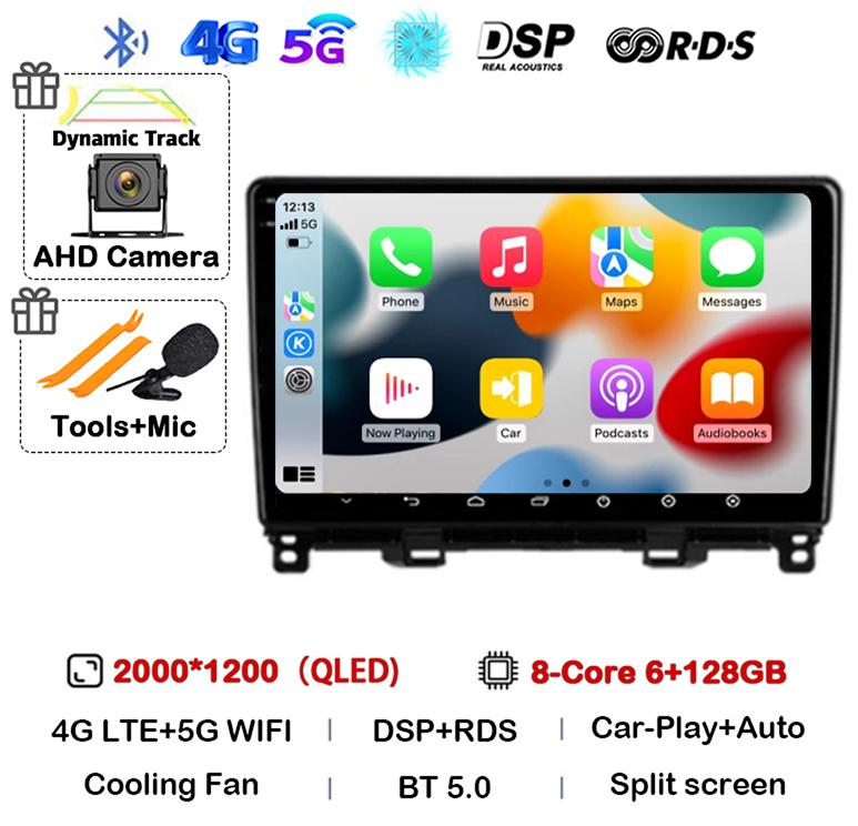 Android 14 Carplay Auto WIFI+4G For Honda Jazz 4 2020 2021 2022 Car Radio Multimedia Player Navigation GPS Stereo Head Unit DSP