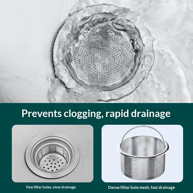 Sink Strainer Plug 304 Stainless Steel Anti-Clog Design with Easy Lift Handle for Kitchen Bathroom Drains