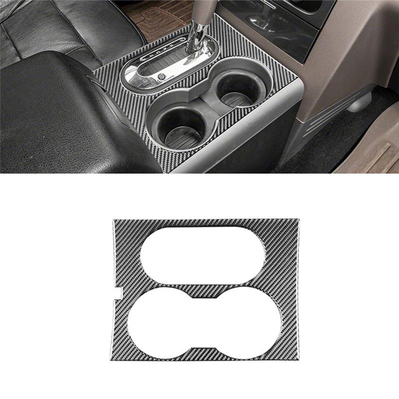 For Ford F150 2004-2008 LHD Carbon Fiber Car Gear Shift Panel Cup Holder Cover Trim Accessories