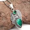 Malachite  Emerald Gemstone Mother's Day Silver Jewelry Pendant  2.25"