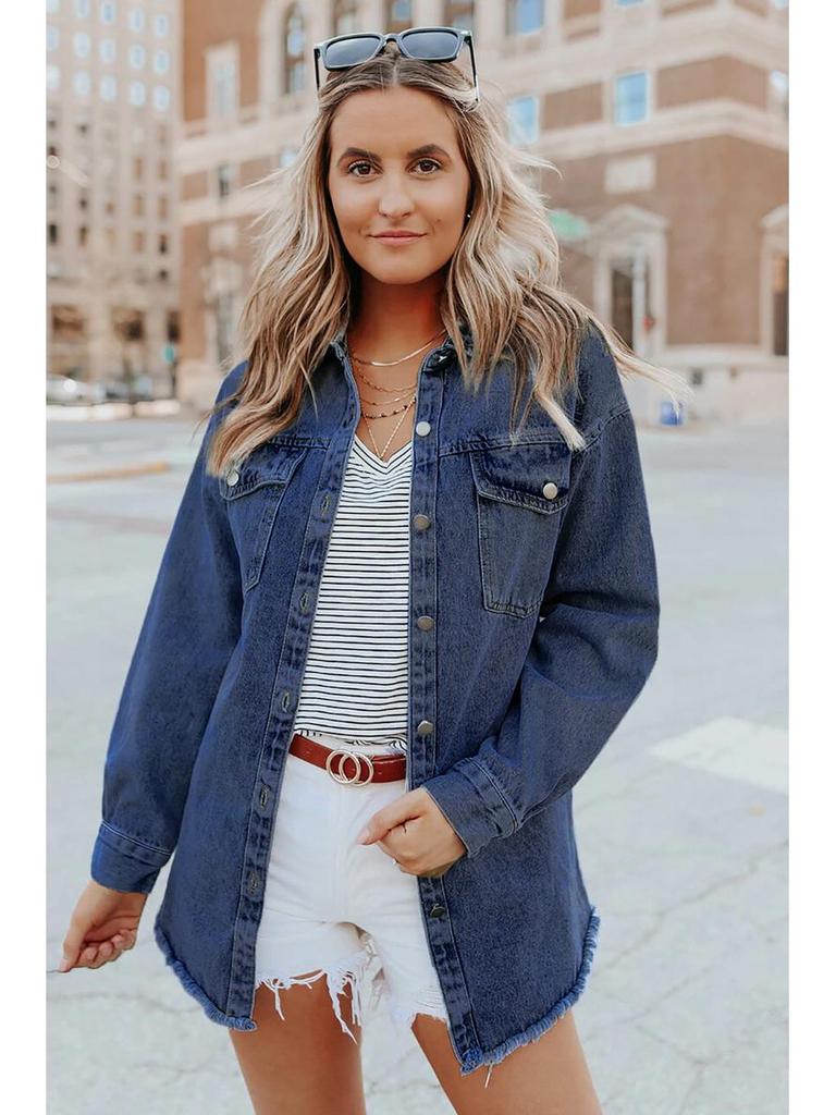 Women's Autumn/Winter Washed Denim Jacket - Loose Fit, Versatile, Single-Breasted, Long-Sleeved Top