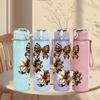 1PC Multi Butterfly Floral Graphic,750ml Color Plastic Sports Water Bottle,Leakproof Flip Straw Lid,Suitable for Sports Office Home Use
