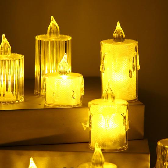 3 Stück Kristall-Kerzenlichter, elektronische flammenlose LED-Licht-Tischlampe für Hochzeitsfeier, Heimdekoration