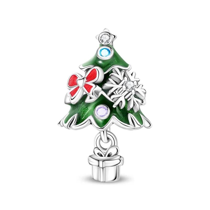 Christmas Original Copper Charms Snow Santa Claus Earrings Beads Fit Necklace Bracelets Diy Gifts Fine Jewelry