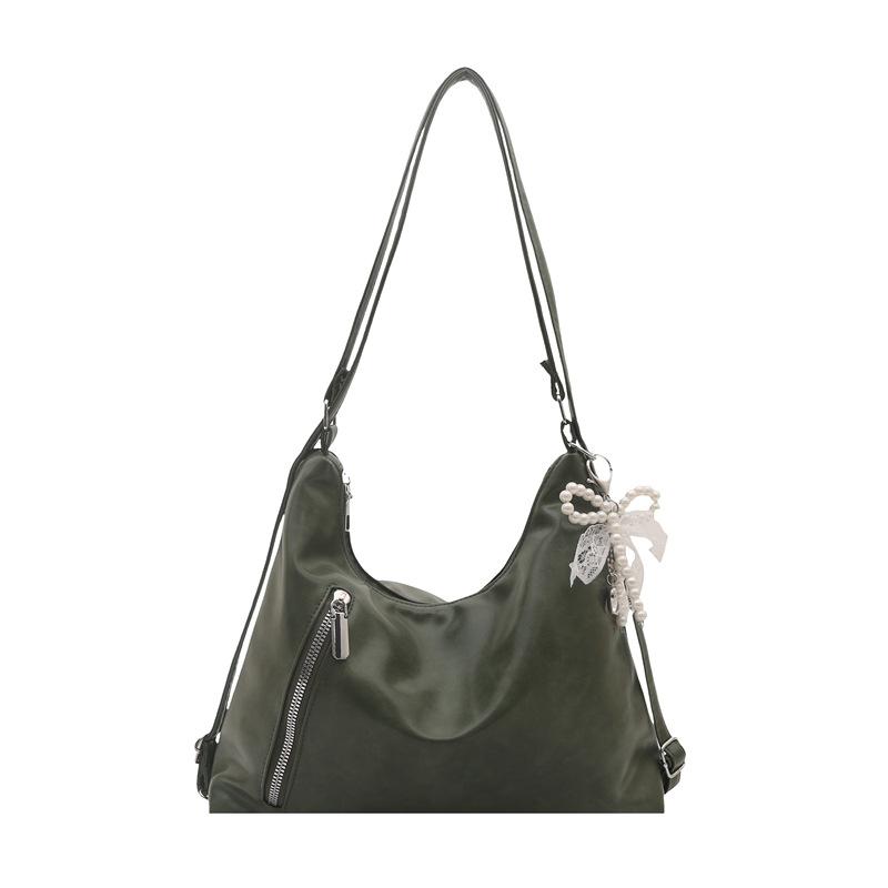 

New spring and summer largecapacity commuter bag, new popular retro design tote shoulder bag зелений
