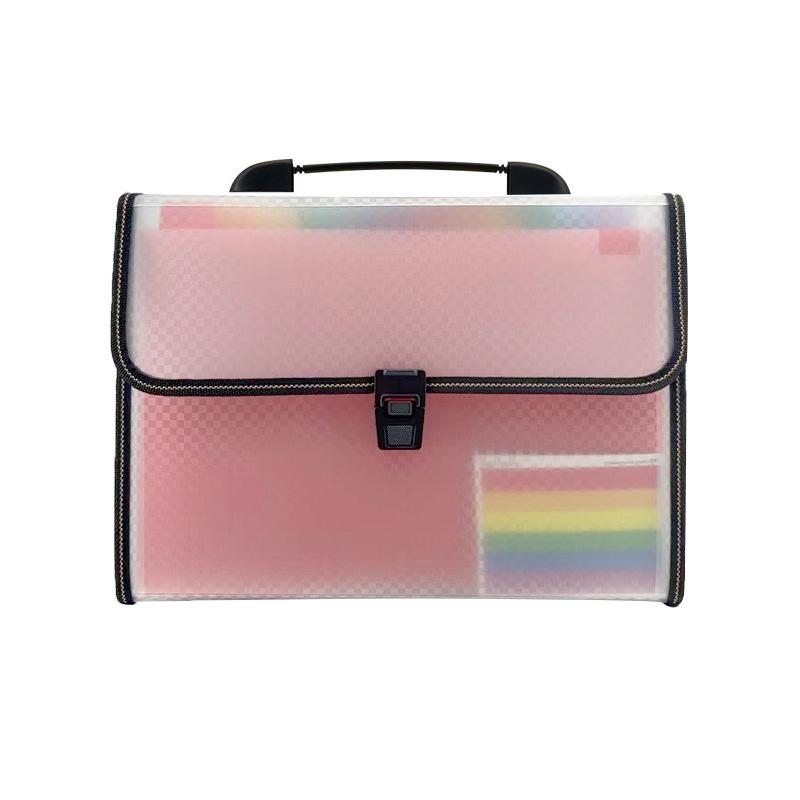 Handheld Rainbow Accordion 13-Grid Snap-Button Storage Bag for Student Papers A4 Handheld 13-Grid Accordion Bag