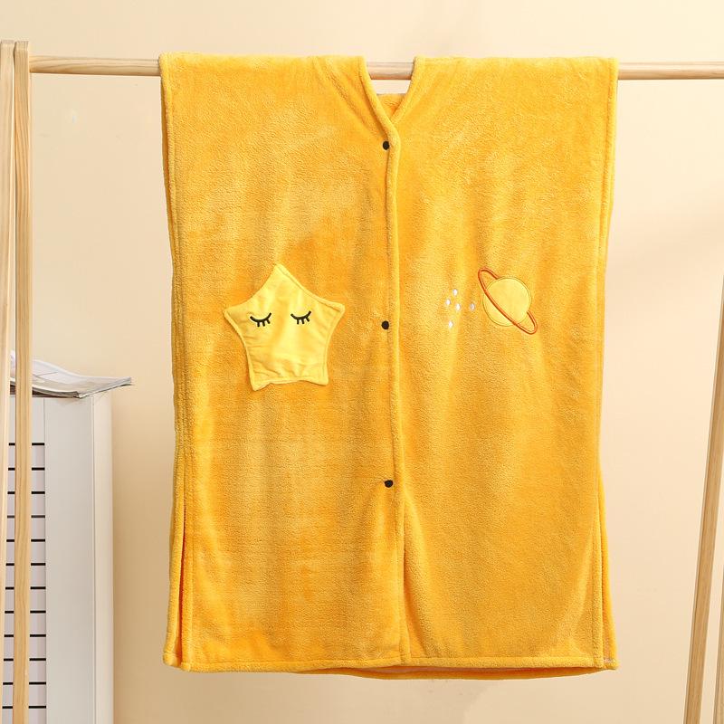 Quick-Dry Coral Fleece Hooded Cloak Bathrobe for Adults and Kids