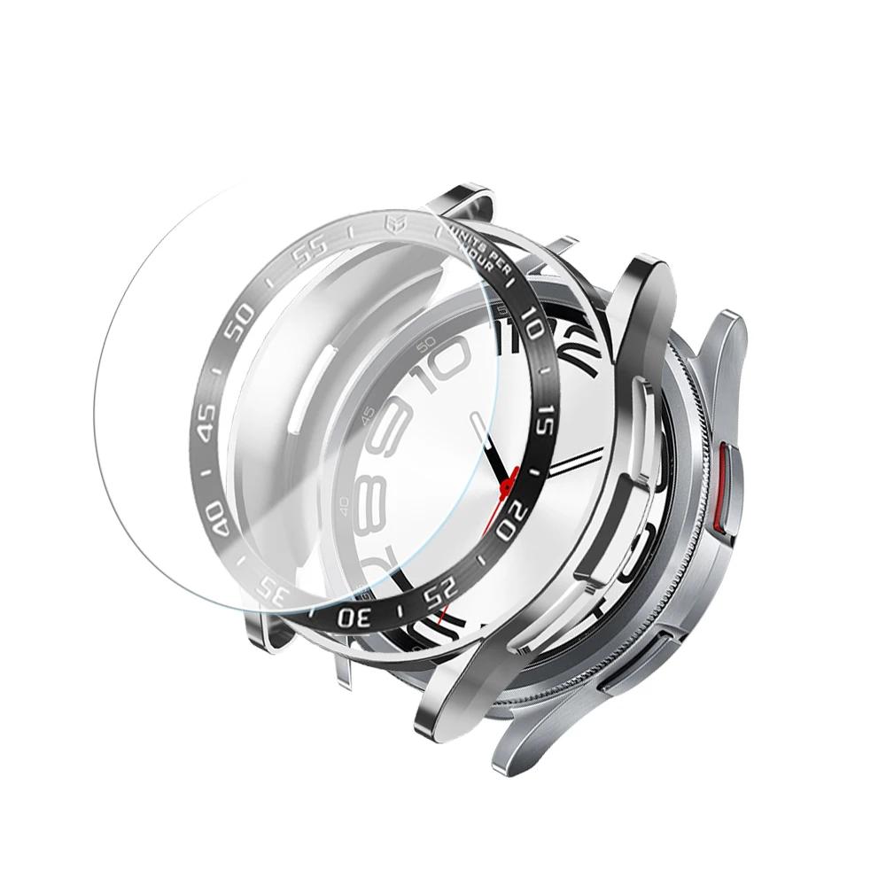 Tempered Glass+Bezel+Case for Samsung Watch 6 Classic 43mm 47mm Cover TPU Bumper All-Around Protector Clear Scratch Screen Shell