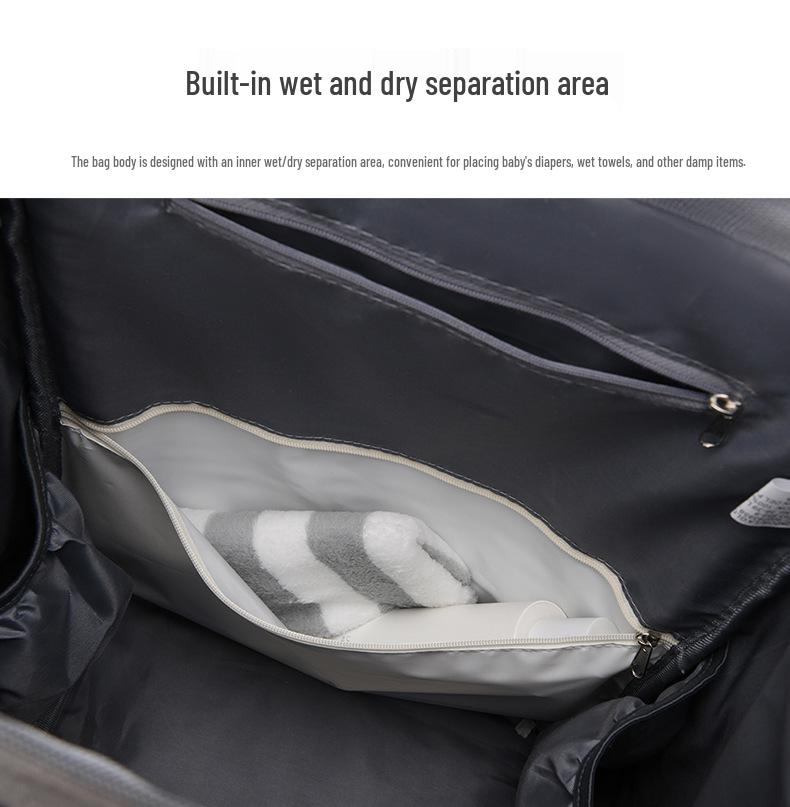 2024 High-End Winter Mommy Backpack: Wet & Dry Separation, Large Capacity, Double Shoulder, Perfect for Outings with Baby.