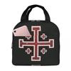 Jerusalem Cross Medieval Knights Cross Crusader Insulated Lunch Bag for Women Office Cooler Thermal Food Box Tote Lunch Boxes