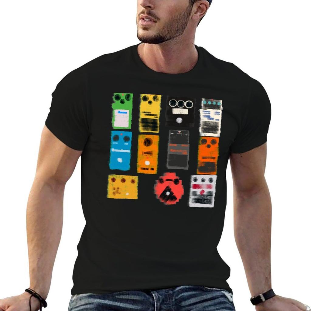 Guitar Effect Pedals Impressionist Painting Tshirt Work Outdoor Short Sleeve Tee
