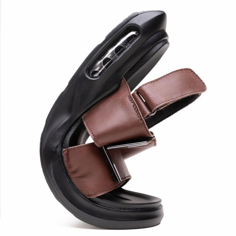 Fashion Mens Sandals Casual Comfortable Open Toe Flat Sandals Soft Beach Footwear Men Shoes Solid Color Leather Man Summer Shoes Zapatos
