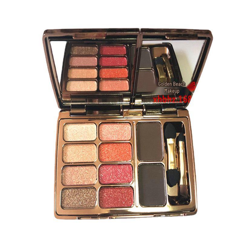 Winnie the Pooh Eyeshadow: 8-Color Palette with Diamond Finish & 2 Eyebrow Powders.