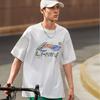 Li-Ning Hand-Painted Large Logo Print Loose Comfortable Versatile Short Sleeve T-Shirt Men Tops White AHSU745-2