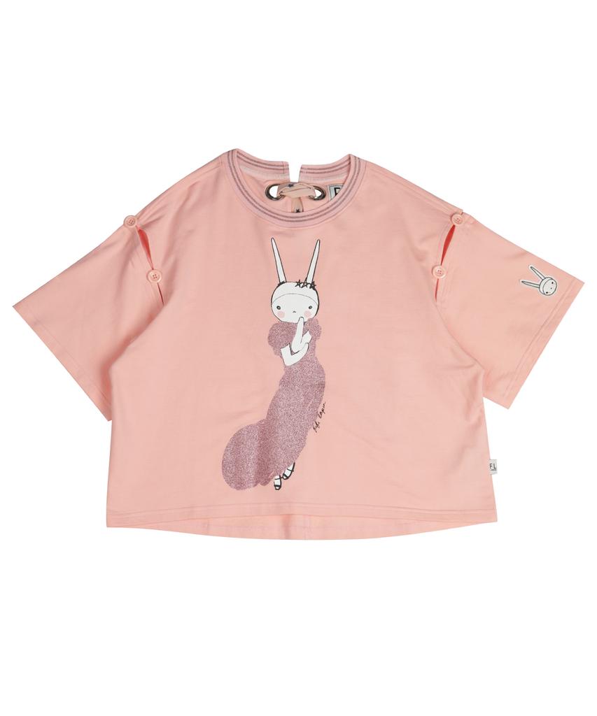 Pipilapin Scarf Decoration Oversized Short Sleeve T-Shirt / C Pink