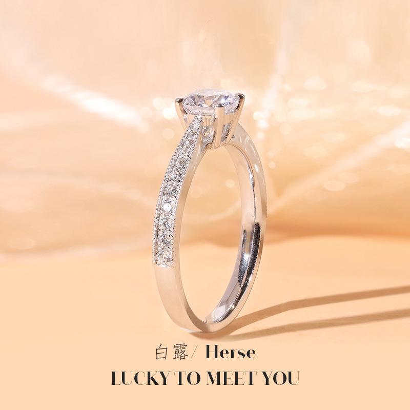New 925 Sterling Silver Ring Micro-Inlaid Simulation Diamond Princess Ring Female Charm Jewelry Gift