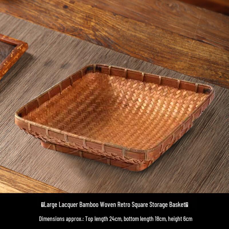 Handmade Lacquer Bamboo Woven Fruit Plate & Storage Basket