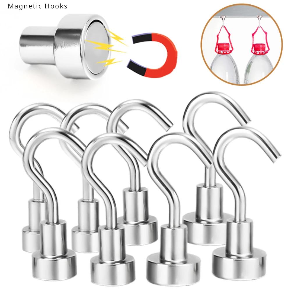 Magnet Hook 5/10pcs Home Kitchen Metal Strong Magnet Bathroom Storage Wall Hanging Hooks Ring Magnetic Organization Garden