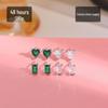 Copper-Plated Gold & Silver Emerald Heart Stud Earrings with Zircon