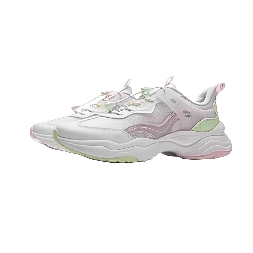Li Ning Kids Sports Lifestyle Series Comfortable Soft Fashion Casual Shoes Kids Casual Shoes Standard-White Light-Pink Dynamic-Green YKCV136-2