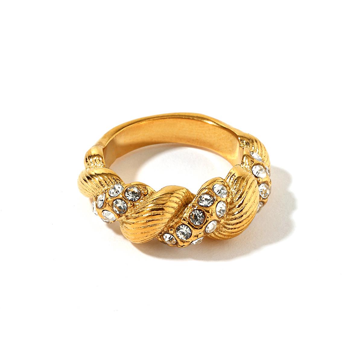 Кольцо Yingtai из нержавеющей стали с титановым покрытием, инкрустированное цирконами, с покрытием 18 карат золотом, геометрический дизайн, водостойкое, не тускнеющее, женское ювелирное изделие.