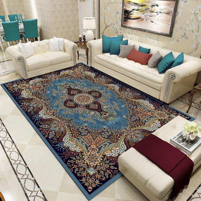 Boho Ethnic Style Large Living Room Carpet Decoration Bedroom Non-slip Washable American Retro Mat Office Area Rug Izable