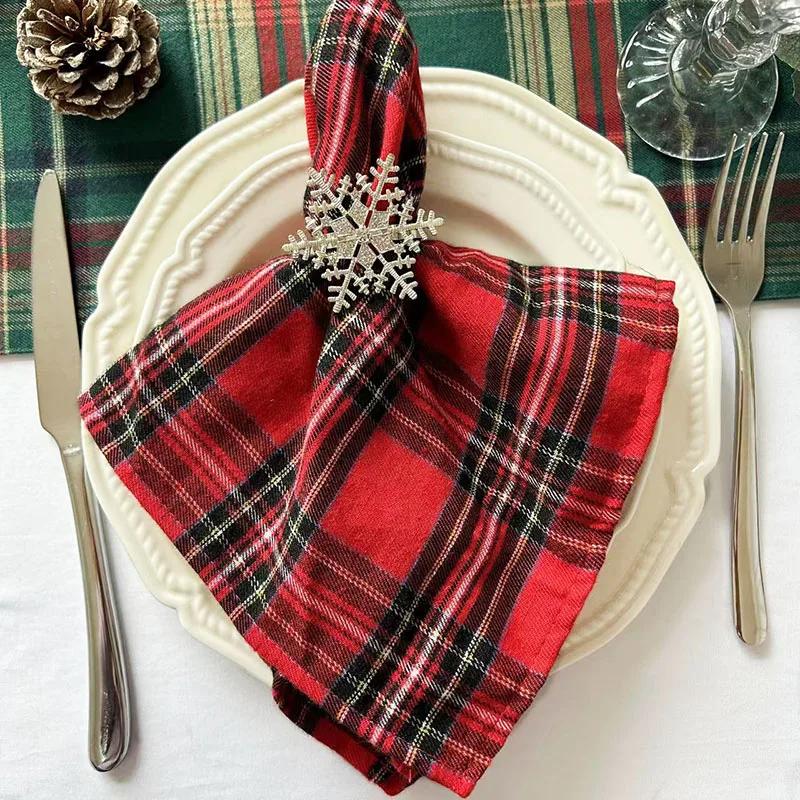 

4 шт. Салфетки 30x45 см в рождественском стиле, Прочные полиэстеровые утолщенные подкладки, Многоразовые кухонные, обеденные тканевые салфетки