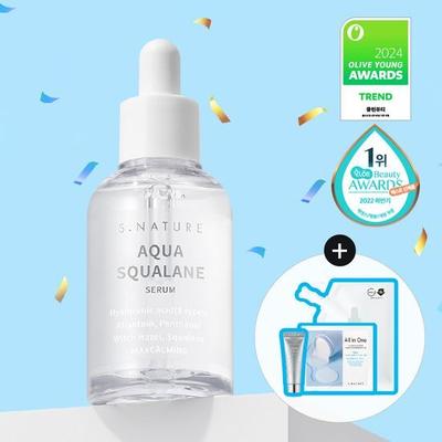 Aqua Squalane Serum 50ml Spezial (+50ml Nachfüllung + 10ml Feuchtigkeitscreme + 2 beruhigende Pads)