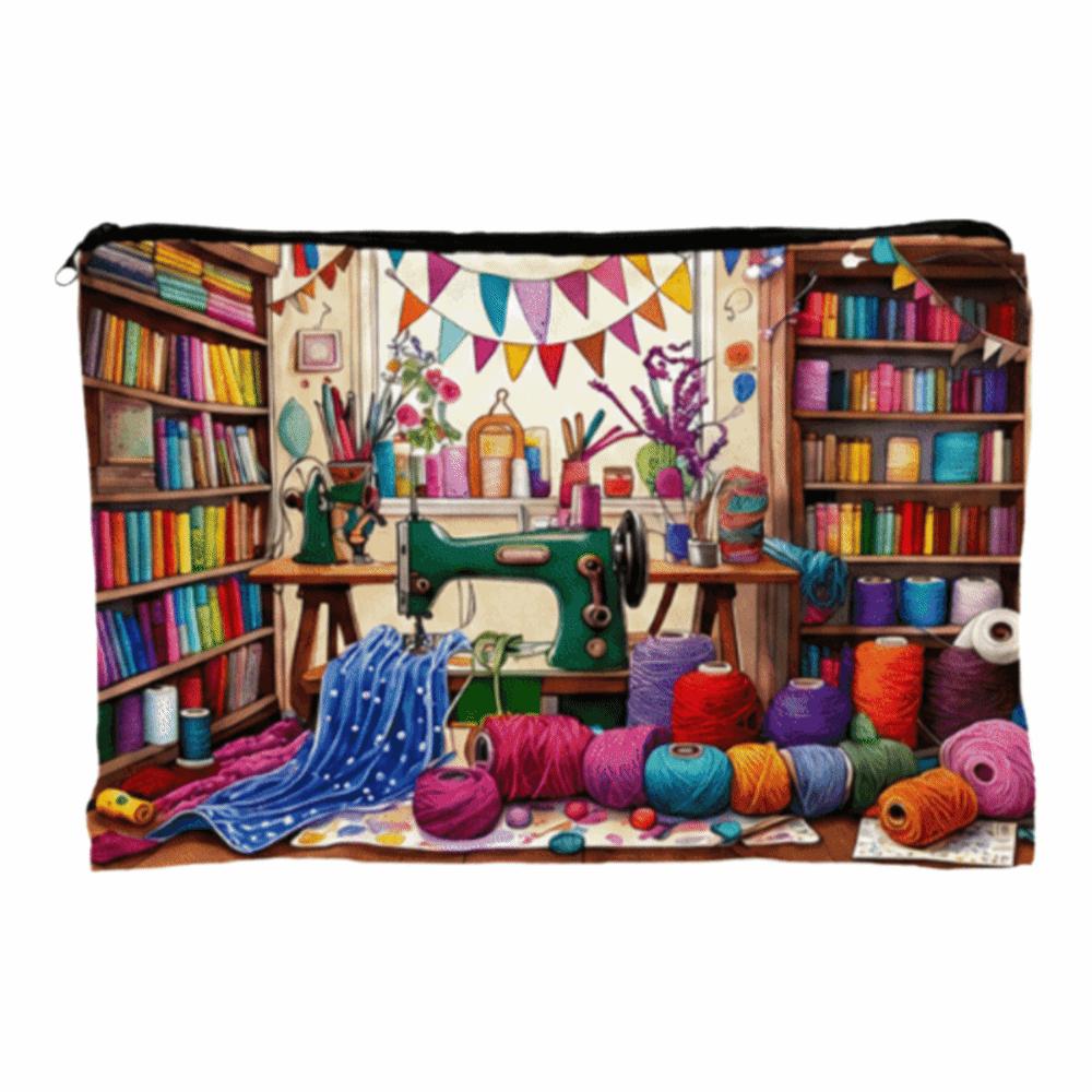 Zipper Canvas Makeup Bag Large Capacity Cosmetic Bag Durable Travel Makeup Organizer Wedding D