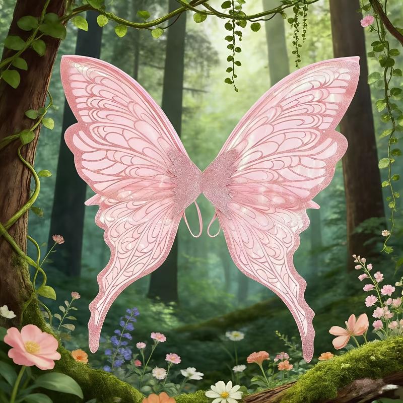 Bunte Heißfolien-Schmetterlingsflügel Engelsfee Kostüm für Halloween Karneval Party Cosplay Performance Faltbarer Flügel Umhang Zubehör Erwachsene Kinder