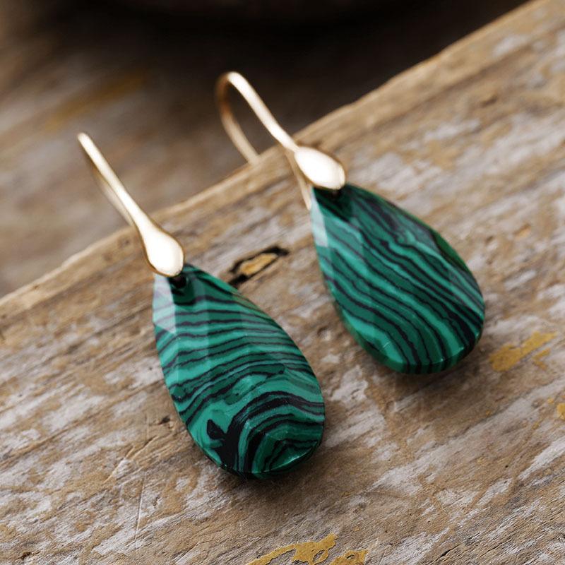 Luxury European and American new simple and high-quality natural stone tiger eye pendant earrings earrings jewelry popular jewelry