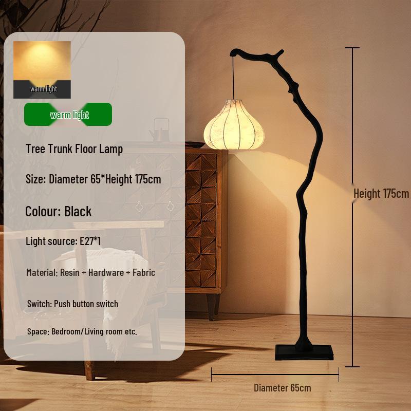 Brand New Zen Retro Wabi-Sabi Fabric Lantern Floor Lamp for Living Room & Tea Room Atmosphere