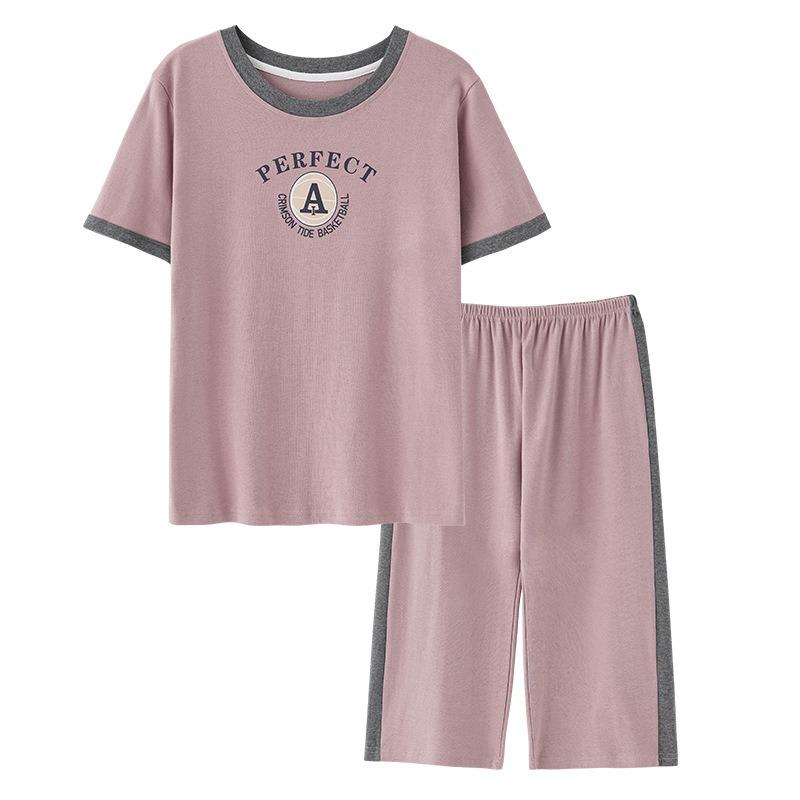 Bavlněné oblečení na spaní Společenské oblečení Pevná pyžama Dámské Topy a kalhoty Studentské noční prádlo Domácí oblečení Sada 2ks Pyžama