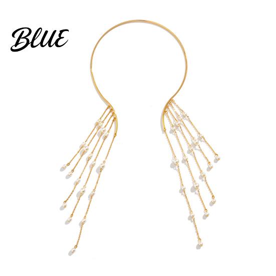 Corrosion-resistant Jewelry Long Tassel Metal Open Choker Star Imitation Pearl