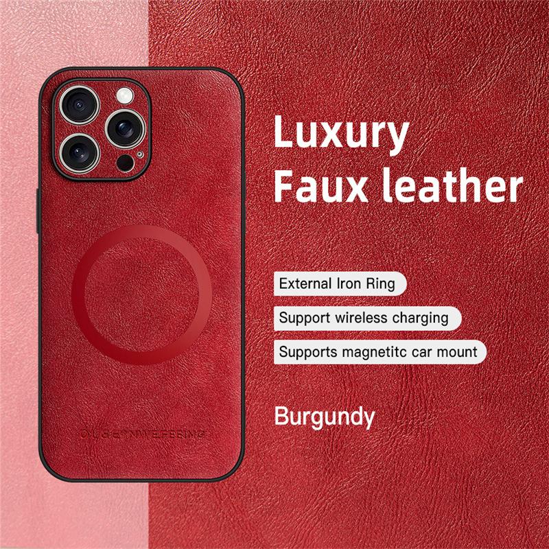 Wireless Charging For Magsafe Magnetic Phone Cases For iPhone 16 13 15 14 11 12 Pro Max 16e Leather Cover For iPhone 15 16 Plus