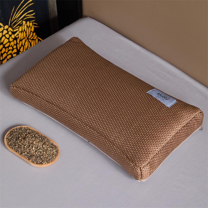 Cool Breath Buckwheat & Ice Rattan Cervical Pillow - Firm Neck Support for Summer 35*55cm Tea Fragrance Pillow Single